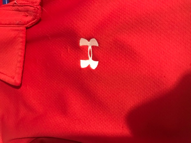 Under Armour logo is a U over an A but looks like an H